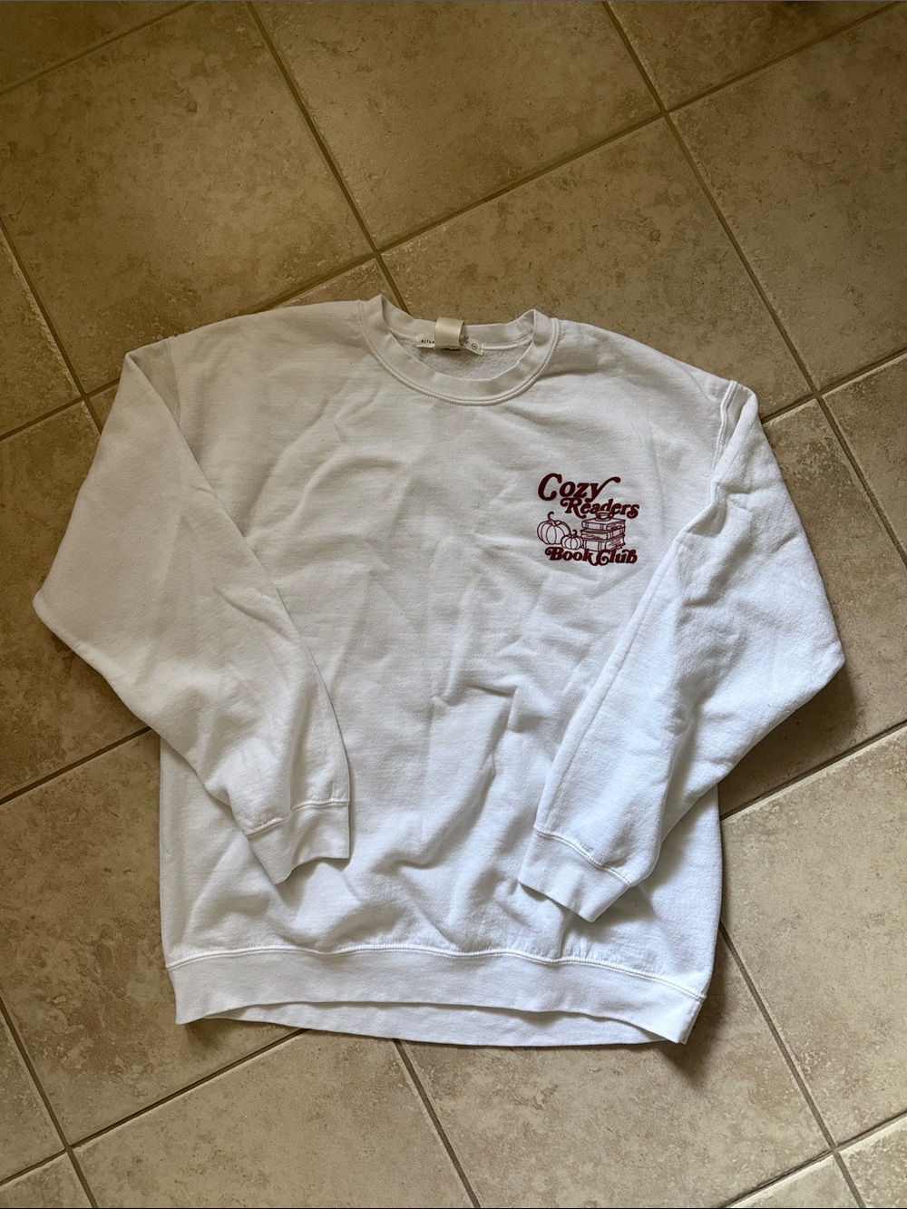 Altar’d State Cozy Readers White Crewneck Sweatshirt - Book Club Graphic